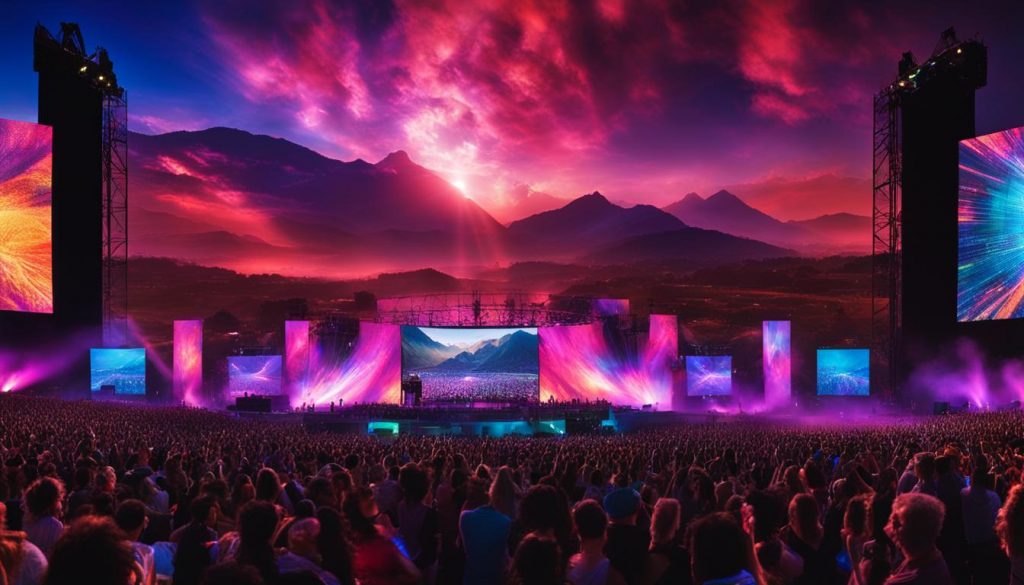 Large LED screen at an outdoor concert