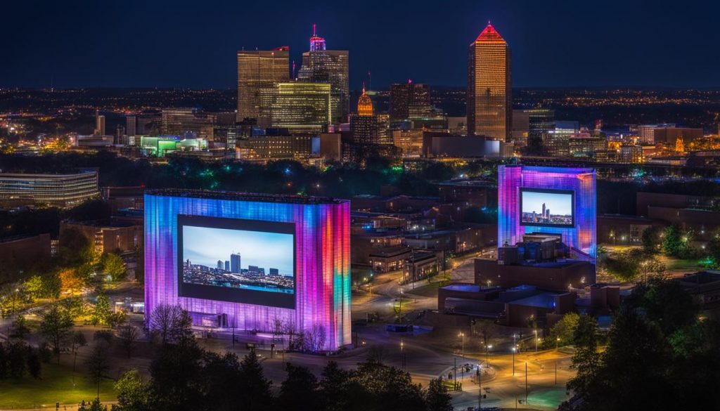 Large LED screen display for Akron events