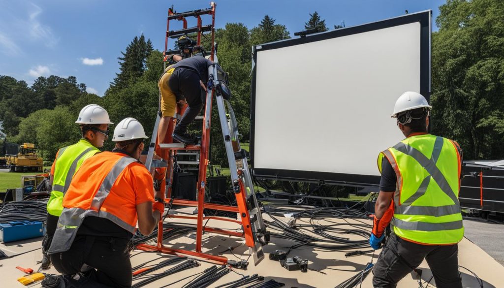 Sound & Video Solutions installation team working on an LED display