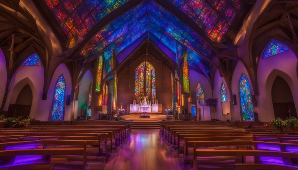 Vibrant LED display at a church service