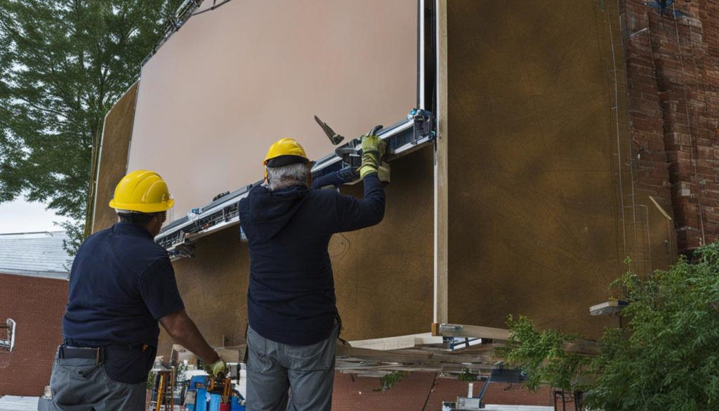 church LED screen installation in progress