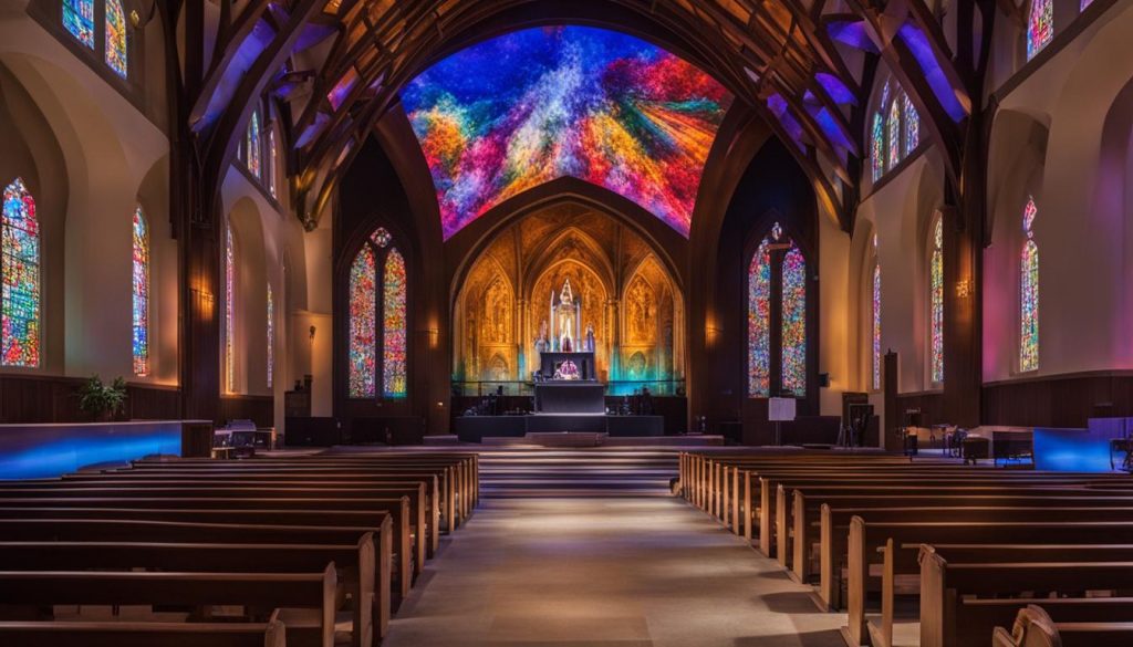 LED screen installation in a church