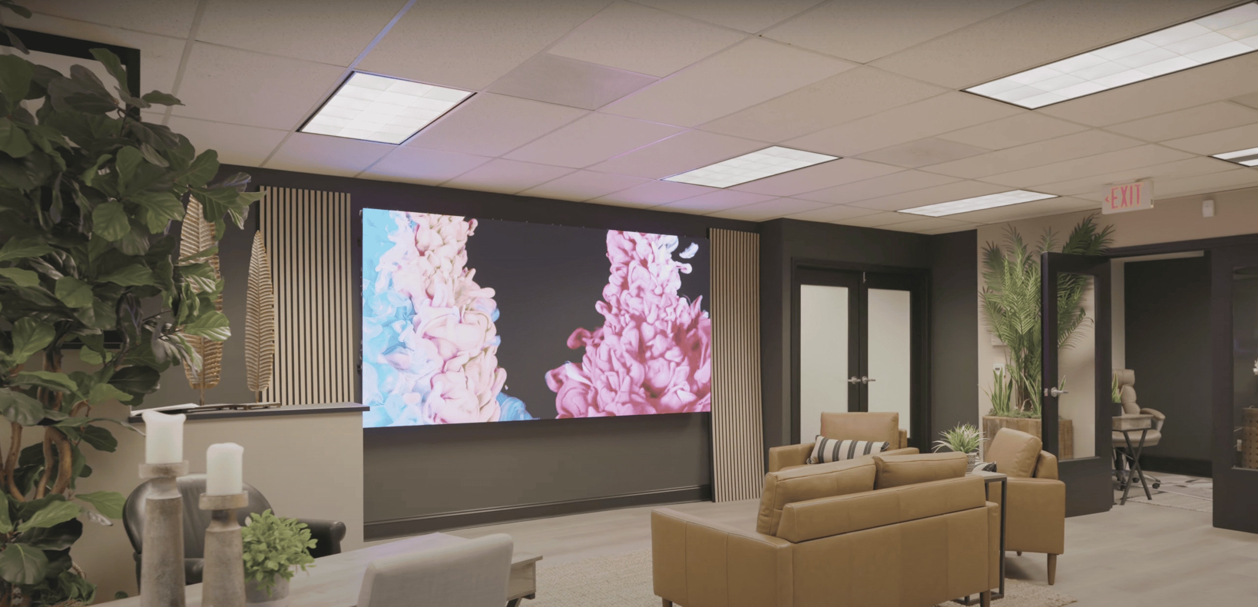 Corporate LED video wall digital signage in an office